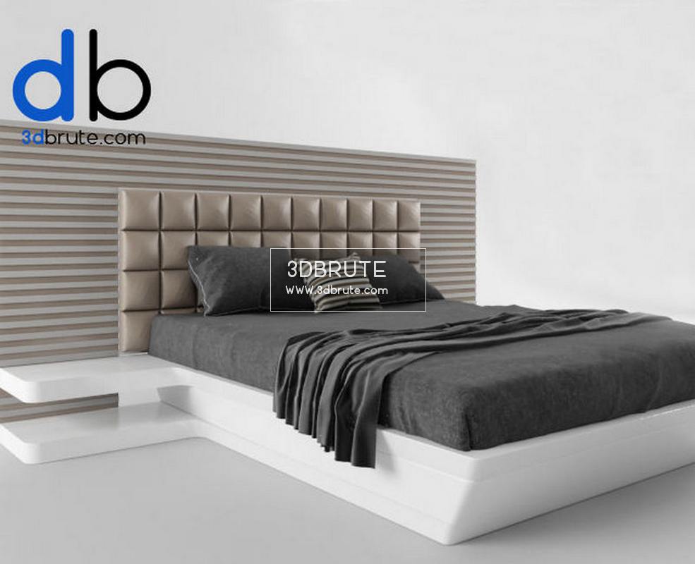 Modern Bed And Headbroad Download 3d Models Free 3dbrute