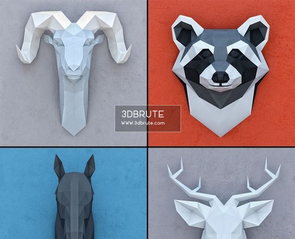 Paper Animal Heads 2 3dmodel 3dbrute