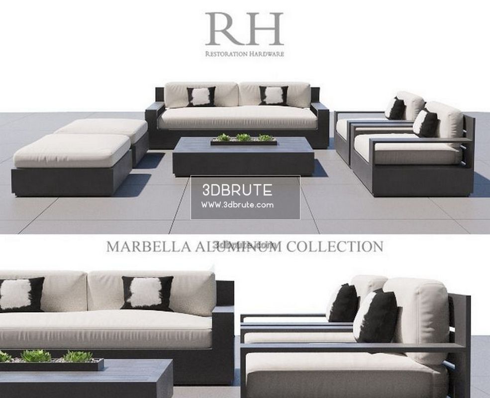 Rh Marbella Aluminum Sofa 275 Model Brute