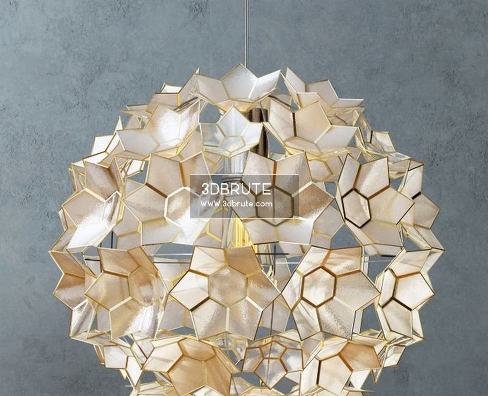 Capiz Flower Pendant Ceiling Light 1095 3dmodel 3dbrute