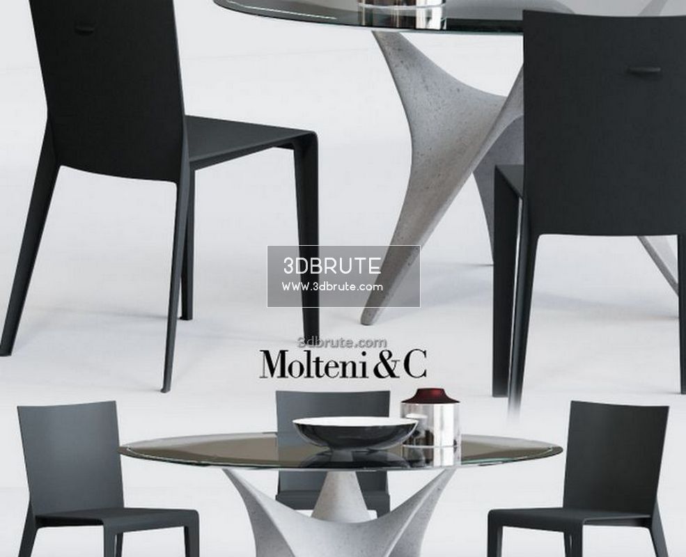 Molteni C Alfa And Arc 2012 Corona Table Chair 3dbrute 3dmodel