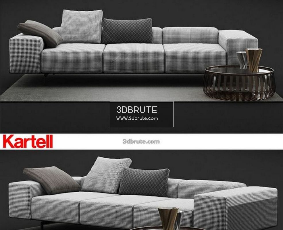 Kartell Largo Sofa 516 Model Brute Sofa Features Smax Vray Textures Model Size 33 Mb