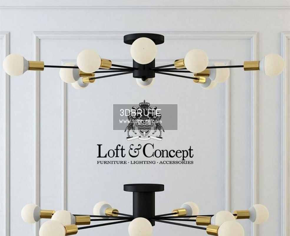 Lyustra Light Jet 10 Black And Gold Ceiling Light 1236 3dmodel 3dbrute