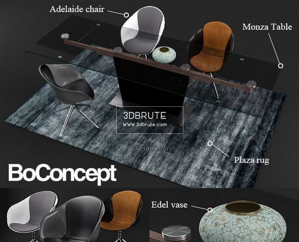 Boconcept And Table Chair 3dbrute 3dmodel