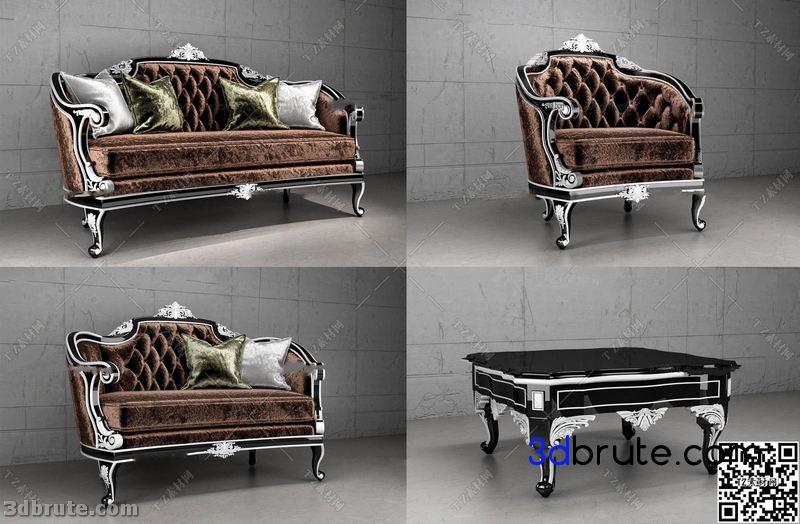 Wooden Sofa 3d Model Free Download