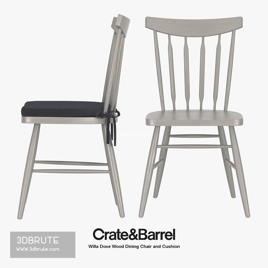 Crate Barrel Willa Dove Wood Dining Chair 72 3d Model Download